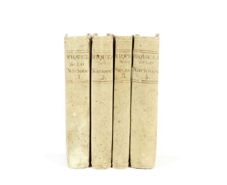 SMITH (ADAM)Investigacion de la naturaleza y causas de la riqueza de las naciones, 4 vol., FIRST SPANISH EDITION,  translated