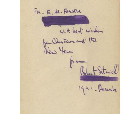 FORSTER (E.M.)SITWELL (OSBERT) A Place of One's Own, AUTHOR'S PRESENTATION COPY, inscribed 'For E.M. Forster with best wishes