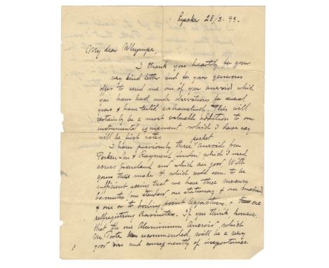 EXPLORATION &amp; SCIENCEAutograph letter signed ('Fridjof Nansen') to mountaineer and Arctic explorer Edward Whymper ('My de