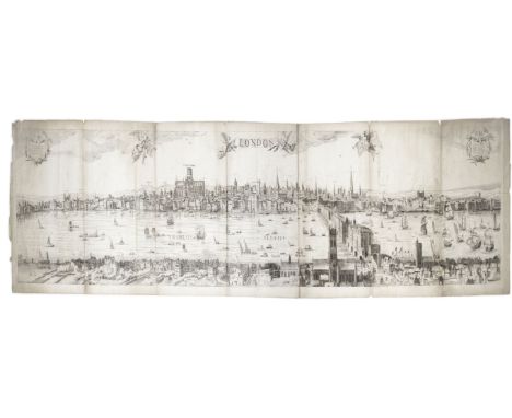 LONDON - PANORAMA[VISSCHER (CLAES JANSZ)] 'London', panoramic view of London from Whitehall to St. Katherine's Dock, from the