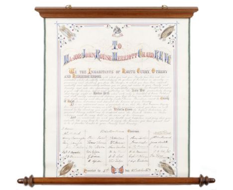 CHARD'S HOMECOMING - ILLUMINATED ADDRESSESIlluminated address presented to John Chard R.E., V.C. by the 'Inhabitants of North