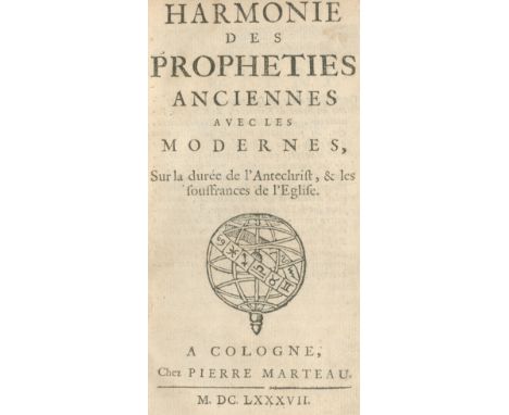 NOSTRADAMUSLes Vrayes centuries et propheties.. avec la vie de l'autheur,  light browning, 2 or 3 small burn holes in a2, a f