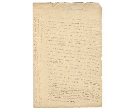GIDE (ANDRÉ)Autograph manuscript, section of a draft article on the difficulties of Belgian refugees at the Foyer Franco-Belg