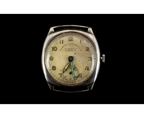 A Silver Cased Goldsmith and Silversmith - silver dial, Arabic numerals with subsidiary seconds, manual wined movement, ticki