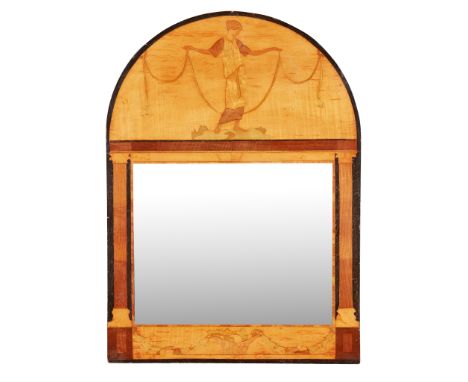 ROBERT ANNING BELL (1863-1933) FOR ROWLEY GALLERY, LONDON MARQUETRY FRAMED MIRROR, CIRCA 1916 specimen woods with mirrored gl