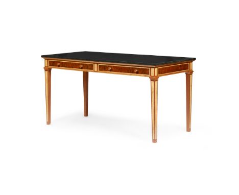 LINLEY, LONDON SERVING TABLE, CONTEMPORARY walnut, burr myrtle, maple, burr walnut and black granite, 170cm wide, 86cm high, 