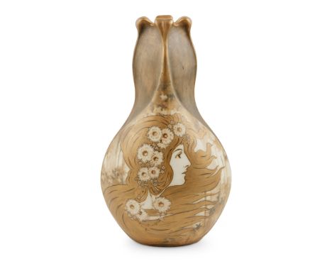 REISSNER, STELLMACHER &amp; KESSEL, TURN-TEPLITZ, BOHEMIA JUGENDSTIL 'AMPHORA' VASE, CIRCA 1900 painted and gilded ceramic, a