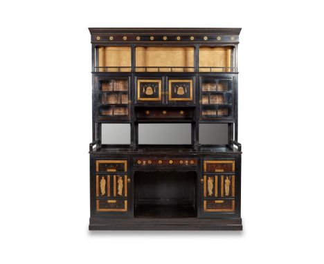 DANIEL COTTIER (1837-1891) FOR COTTIER &amp; CO.  GRECIAN REVIVAL SIDE CABINET, CIRCA 1870-75 ebonised wood with parcel-gilt 