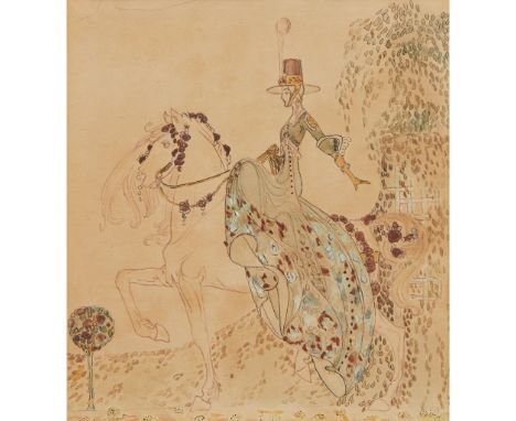 § KAY NIELSEN (1886-1957) (ATTRIBUTED ARTIST) STUDY FOR PRINCESS MINON-MINETTE pen ink and watercolour, marked in pencil to t