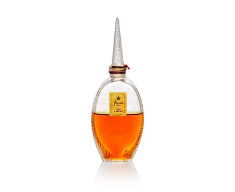 RENÉ LALIQUE (1860-1945) SUR DEUX NOTES SCENT BOTTLE, RENAUD, DESIGNED 1920 clear, frosted and sepia stained glass, moulded R