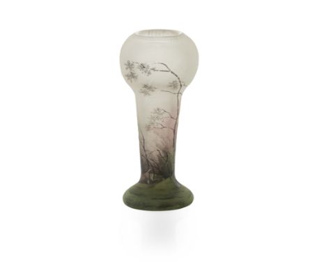 DAUM FRÈRES, NANCY 'RAIN' CAMEO VASE, CIRCA 1910 frosted glass, acid-etched and enamelled, signed in enamel DAUM/ NANCY/ *P.,