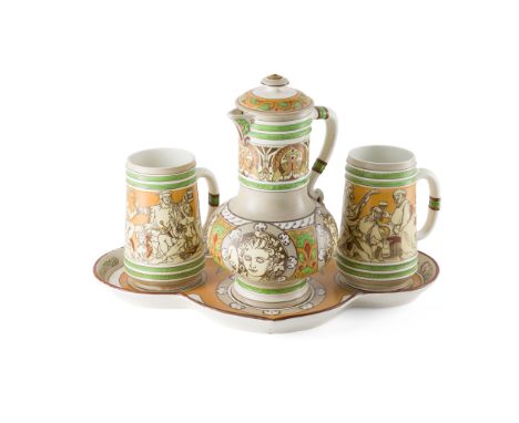 HENRY STACY MARKS (1829-1898) AND CHRISTOPHER DRESSER (1834-1904) FOR MINTON &amp; CO. BEER SET, CIRCA glazed earthenware, co