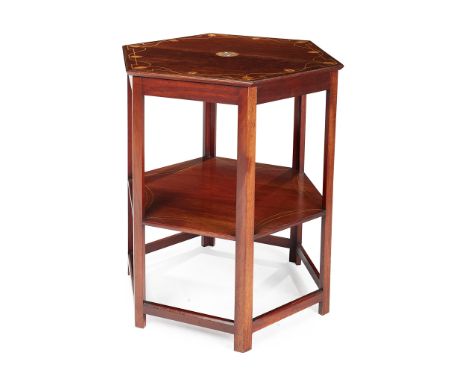 Y SHAPLAND &amp; PETTER, BARNSTAPLE (ATTRIBUTED MAKERS) HEXAGONAL OCCASIONAL TABLE, CIRCA 1910 mahogany with marquetry and mo