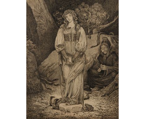 LOUIS RHEAD (1857–1926) THE SNAKE QUEEN pen and ink, signed lower right LOUIS RHEAD(42.5cm x 33cm)Footnote: Note: Louis Rhead