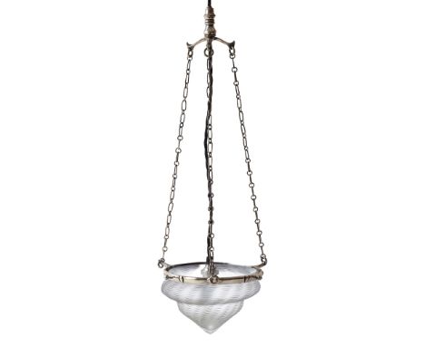 W.A.S. BENSON (1854-1924) AND JAMES POWELL &amp; SONS ARTS &amp; CRAFTS PENDANT LIGHT, CIRCA 1900 silvered metal, with froste