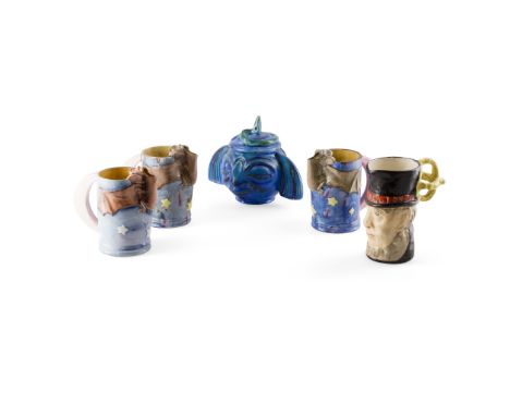 BLANCHE GEORGIANA VULLIAMY (1869-1923) GROUP OF WARES, CIRCA 1900 glazed ceramic, to include THREE VULLIAMY JUGS, each moulde