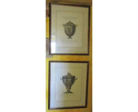 Seven contemporary engravings of architectural features, urns, etc, all in antiqued gilt frames 