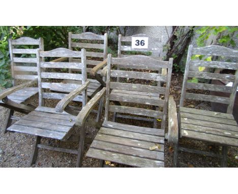 Six vintage folding garden chairs