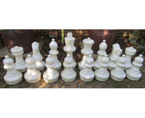 A set of large plastic chess pieces (full set) for garden use