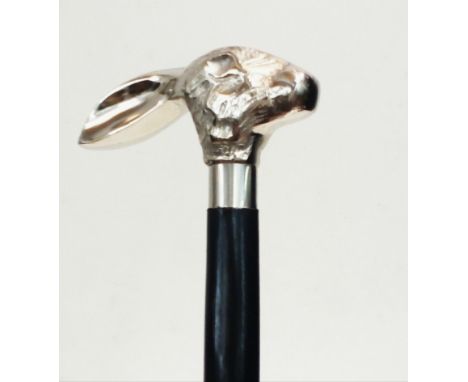 Walking stick with stylised rabbit head finial 