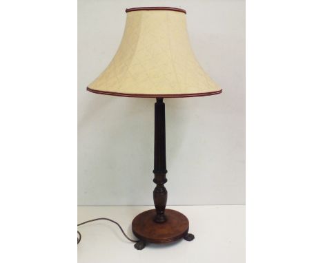 Oak table lamp on paw feet 