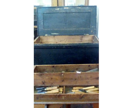 Large wooden vintage tool chest, containing vintage high quality tools. Tools by Ward, Marples, disston etc