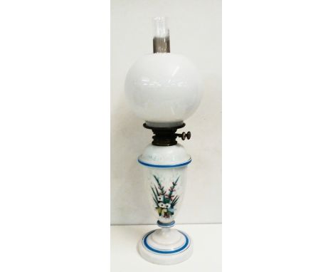 Milk glass oil lamp, height 64cm  