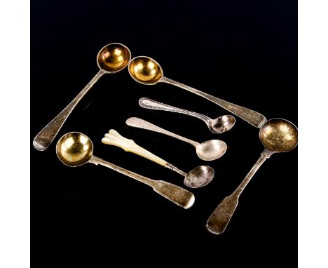 Various silver cruet spoons, including 2 pairs of Georgian and Victorian salt spoons (7)Lot sold as seen unless specific item
