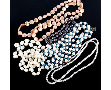 A quantity of freshwater pearl necklacesLot sold as seen unless specific item(s) requested 