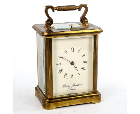 A large brass-cased repeating carriage clock, by Charles Frodsham of London, white enamel dial with Roman numeral hour marker