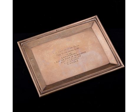 A George VI rectangular silver presentation dish, for The Hurlingham Club, The Wimbledon Cup 1938 Edmunsbury, HRH The Duke of