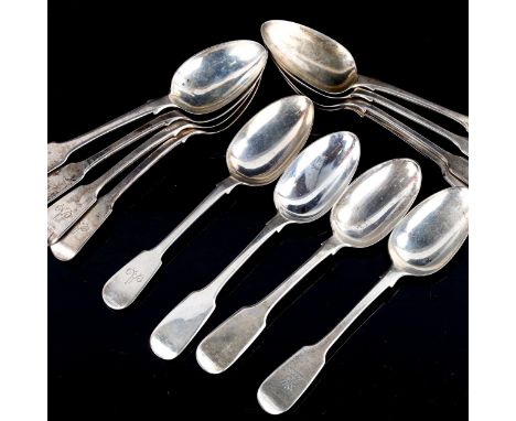 Various Georgian and Victorian silver Fiddle pattern tablespoons, 16.9oz totalLot sold as seen unless specific item(s) reques