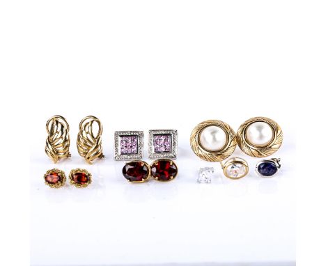 5 pairs of 9ct gold earrings and 3 odd 9ct earrings, 12.5g grossLot sold as seen unless specific item(s) requested 