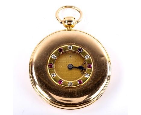 BREGUET - a fine and rare half hunter key-wind repeater pocket watch, engine turned dial with Roman numeral hour markers, blu