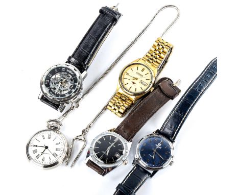 Various wristwatches, including Citizen automatic, Services, Nivada SP etc (5)Lot sold as seen unless specific item(s) reques