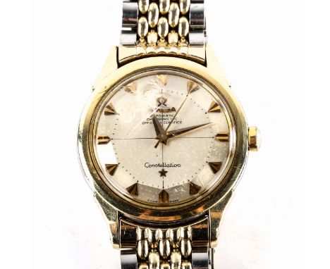 OMEGA - a Vintage gold plated stainless steel 'Pie Pan' Constellation automatic chronometer bracelet watch, ref. 2852, circa 