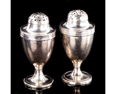 A pair of George III silver baluster pepperettes, indistinct maker's marks, hallmarks London 1797/1798, height 7cm1 pepperett