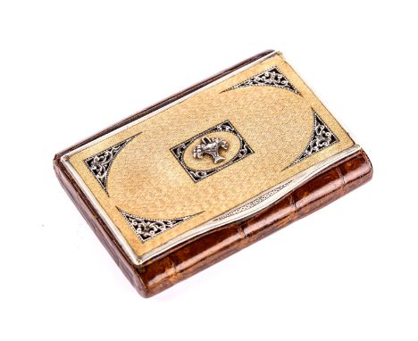 An Art Deco unmarked silver enamel and crocodile visiting card case, engine turned and pierced decoration with spring hinged 