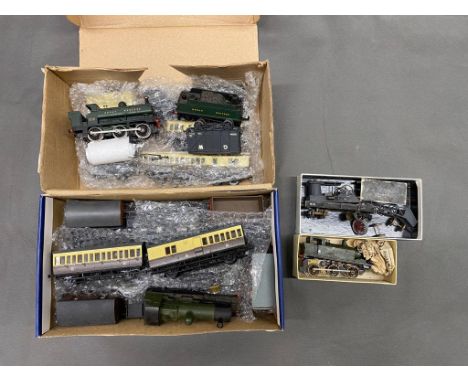 2 part built 00 gauge metal kits - tank engine and bogey mounted goods recovery train Peco, Ratio etc,     Mixed Lot of 00 ga