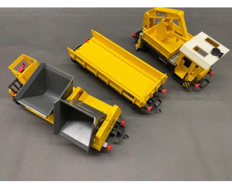 Playmobil G Gauge vintage 4053 construction flatbed with 2 rail powered crane unit (no figures included) all good condition, 