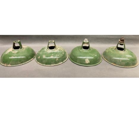 4 vintage enamel light shades 27cm wide x 15cm high