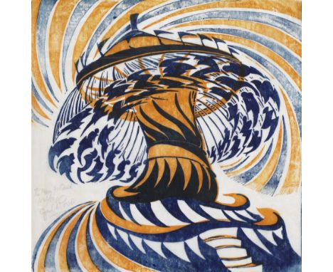 Cyril Edward Power (1872-1951)The Merry-Go-Round (Coppel CEP.16) Linocut printed in a mixture of Chinese orange and chrome or