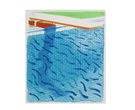 David Hockney (born 1937)Pool made with paper and blue ink for book  (M.C.A. Tokyo 234) Lithograph in colours, 1980, on Arche