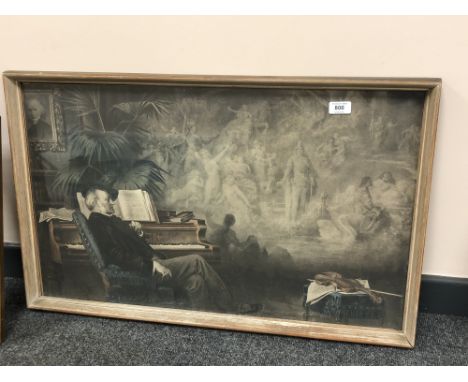 Continental colour print, musicians, 75 cm x 45 cm 