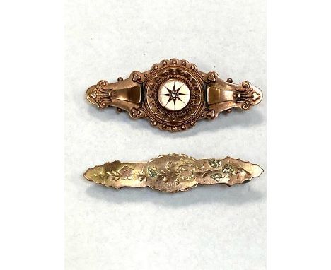 Two vintage 9ct gold bar brooches, 5.1g. (2)