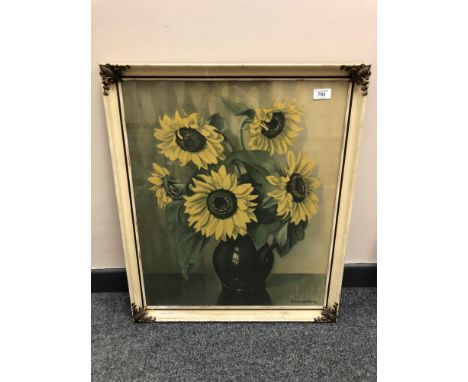 Continental colour print depicting sun flowers, 49 cm x 59 cm 