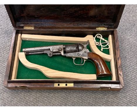 A Colt Model 1849 Five Shot Percussion Pocket Revolver, .31 calibre, with 15cm octagonal steel barrel marked 'ADDRESS SAML.CO