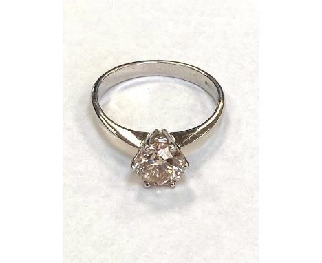 An 18ct white gold solitaire diamond ring, approximately 1.37ct, size N.