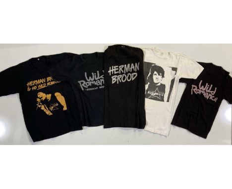 Five original t-shirts most circa 1979 all with designs relating to Herman Brood. Size labels mostly illegible or removed tho