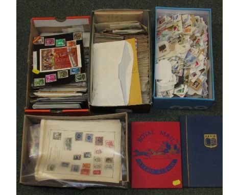 The Royal Mail Stamp Album containing British and Commonwealth stamps, a blue album containing modern Syrian Arab Republic st